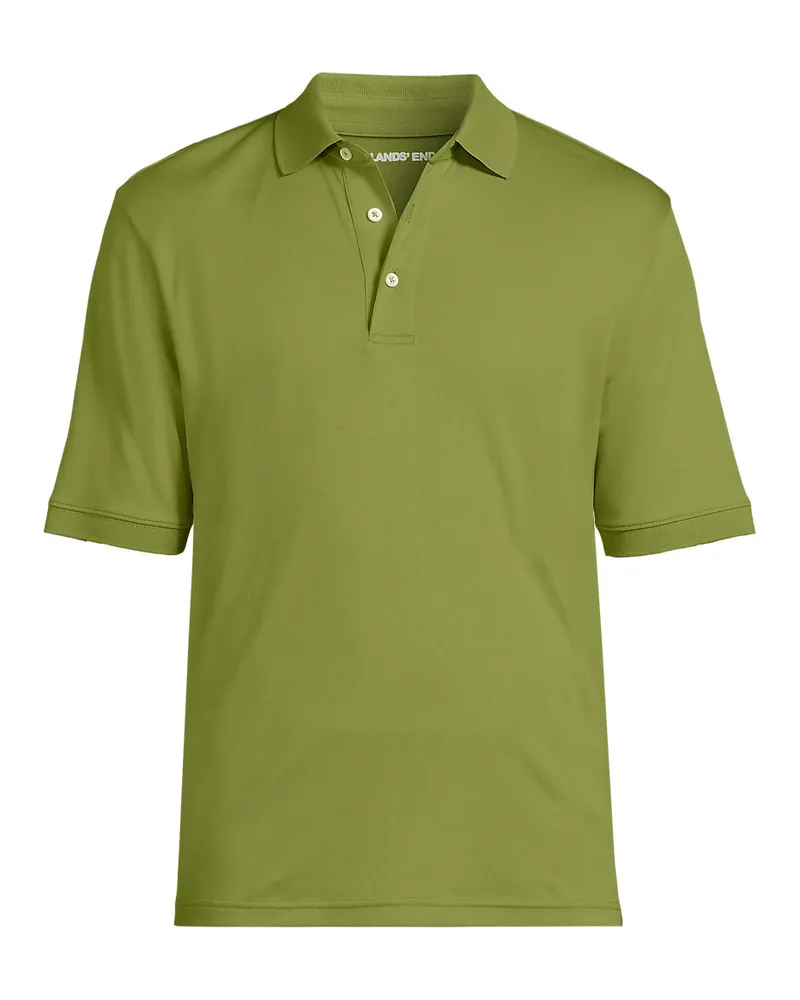 Lands' End Supima Kurzarm-Polo, Classic Fit, Herren, Größe regular, Grün, Baumwolle, by Grün