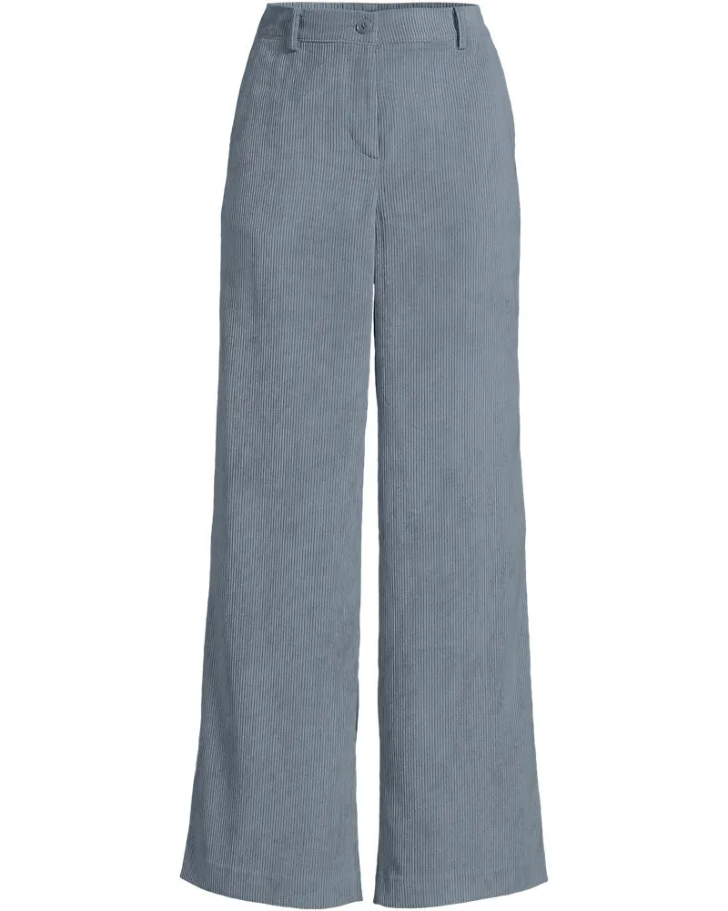 Lands' End Stretchcord-Hose mit weitem Bein, Damen, Größe petite, Grau, Polyester/Polyester-Mischung, by Grau