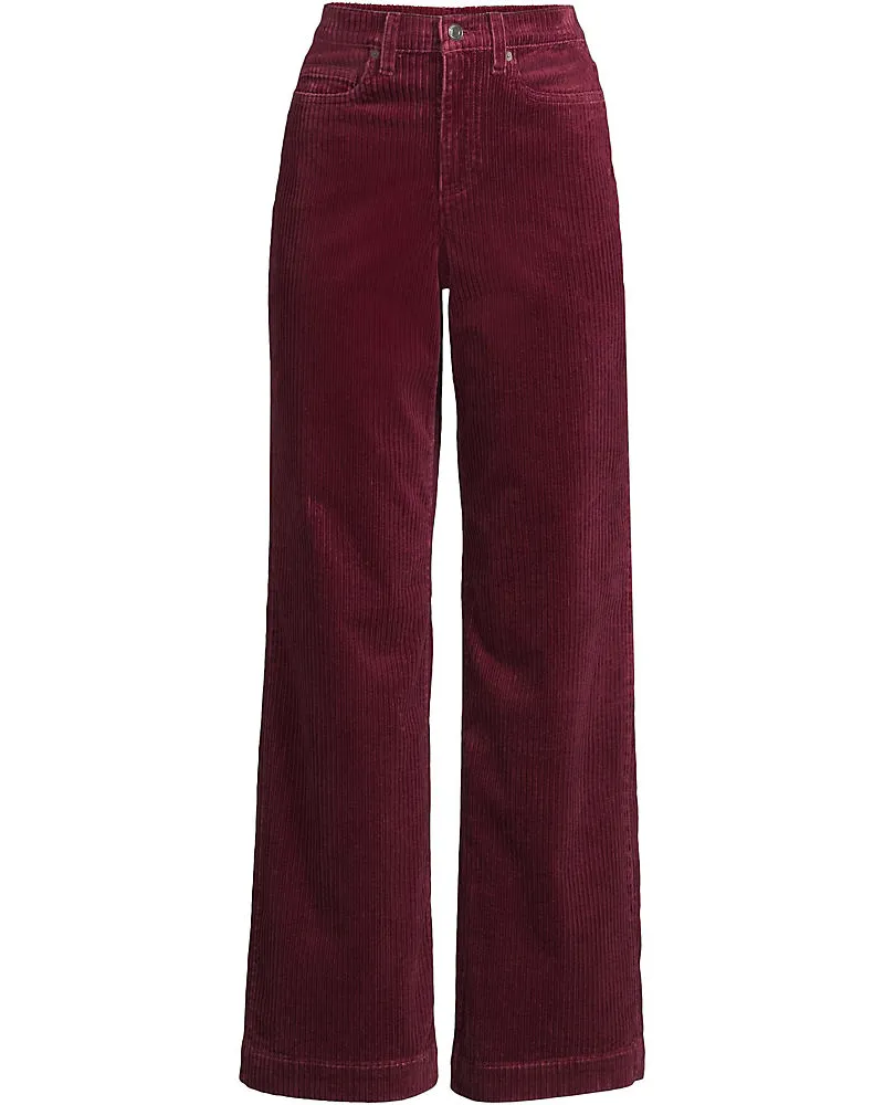 Lands' End Breitcord-Hose High Waist mit weitem Bein, Damen, Größe plus, Rot, Elasthan/Baumwoll-Mischung, by Rot