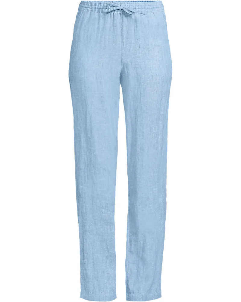 Lands' End Relaxte Premium Reinleinen-Schlupfhose, Damen, Größe:34 petite, Blau, Leinen, by Blau