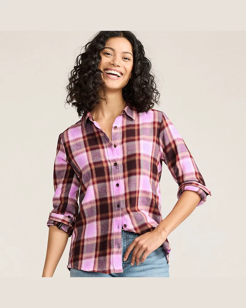 Lands' End Boyfriend-Bluse aus Flanell, Damen, GrÃ¶ÃŸe petite, Pink, Baumwolle, by Pink