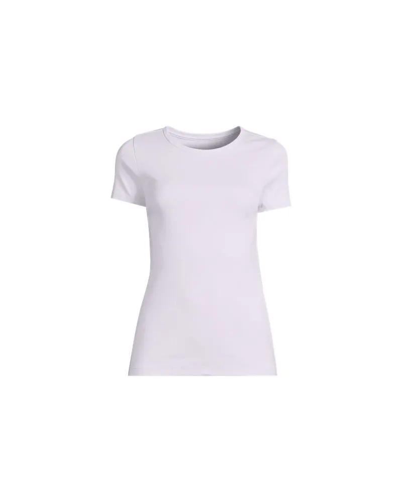 Lands' End Kurzarm-Baumwollrippshirt mit Rundhalsausschnitt, Damen, Größe regular, Lila, Baumwolle, by Lila