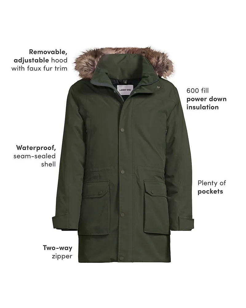 Lands' End EXPEDITIONS Daunenparka, Herren, Größe regular, Grün, Polyester, by Grün