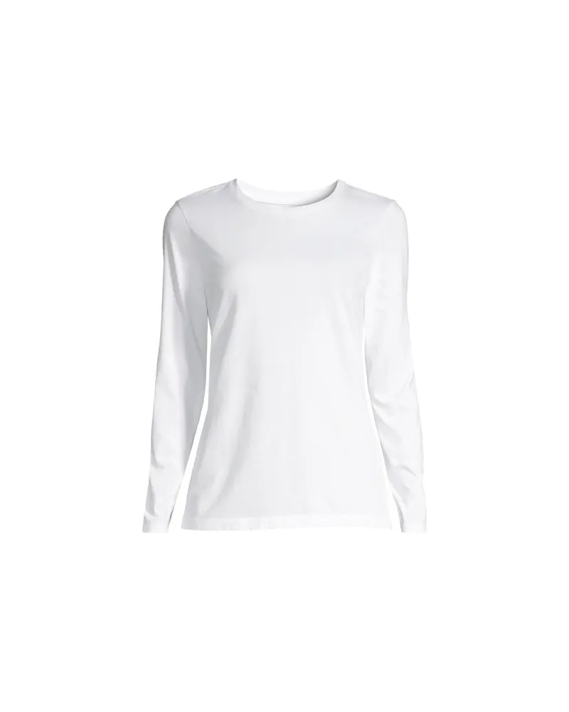 Lands' End Supima-Shirt, Langarm, Damen, Größe plus, Weiß, Baumwolle, by Weiß