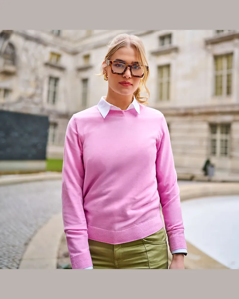 Lands' End Merino-Pullover, Damen, GrÃ¶ÃŸe petite, Pink, Wolle, by Pink