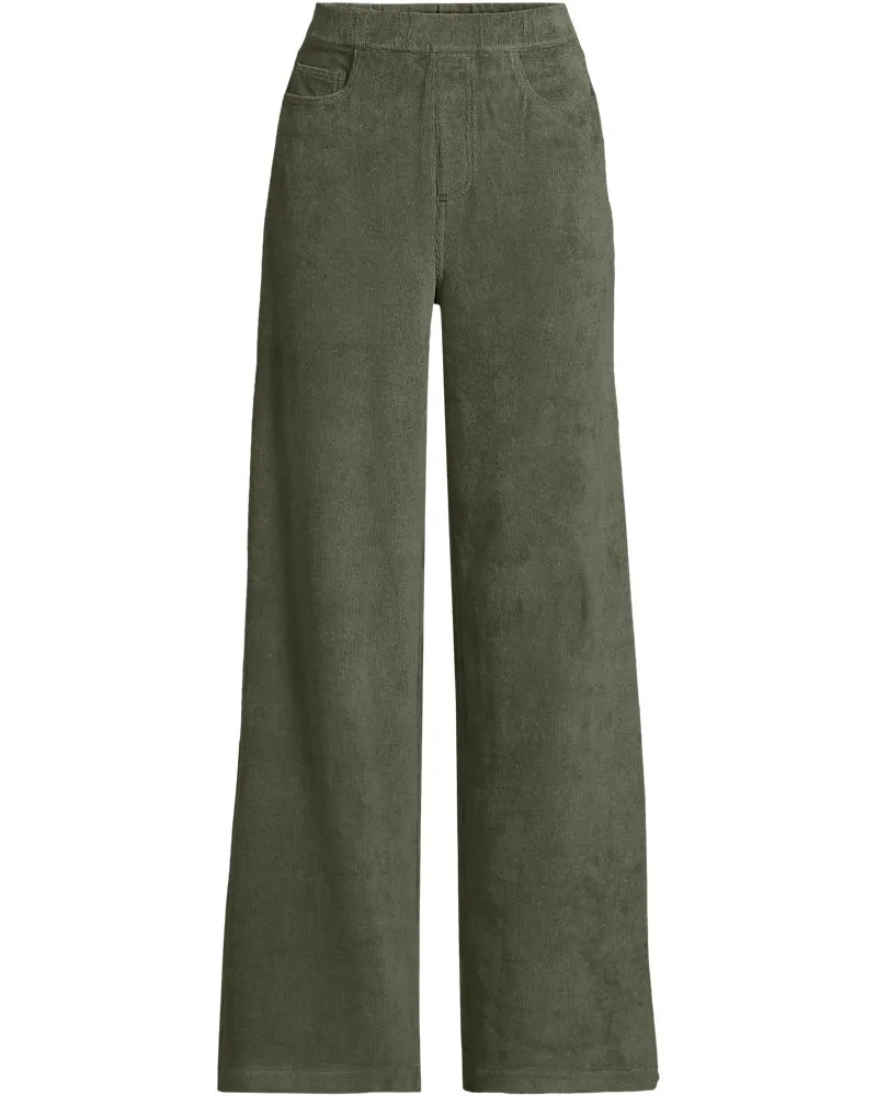 Lands' End Stretchcord-Hose SPORT KNIT mit weitem Bein, Damen, Größe plus, Grün, Baumwoll-Mischung/Polyester-Mischung, by Grün