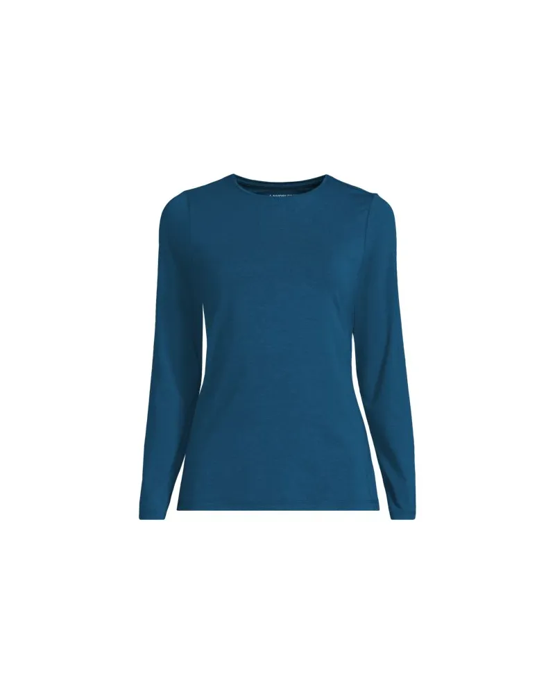 Lands' End Shirt aus Baumwolle/Modal-Mix mit Rundausschnitt, Damen, Größe regular, Blau, Elasthan/Baumwolle Modal, by Blau