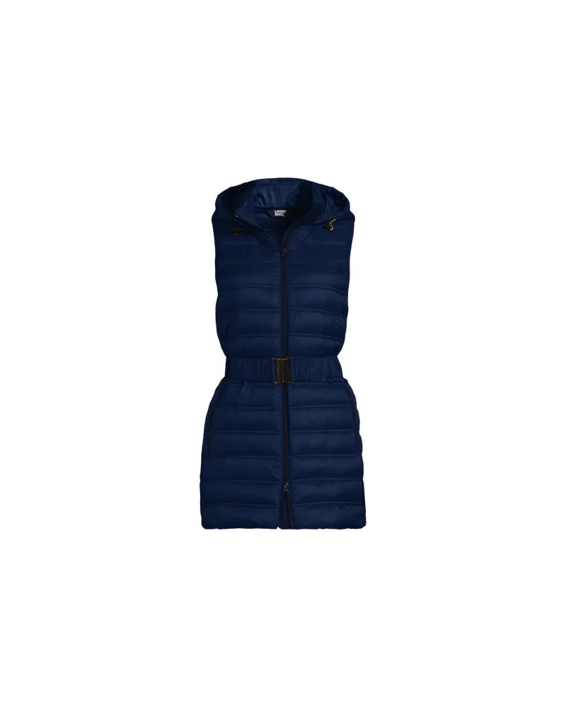 Lands' End Daunenweste WANDERWEIGHT Verstaubar Ultraleicht mit Gürtel, Damen, Größe plus, Blau, Nylon, by Blau