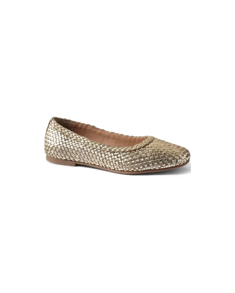 Lands' End Geflochtene Ballerinas, Damen, Größe regular, Gelb, Leder, by Gelb