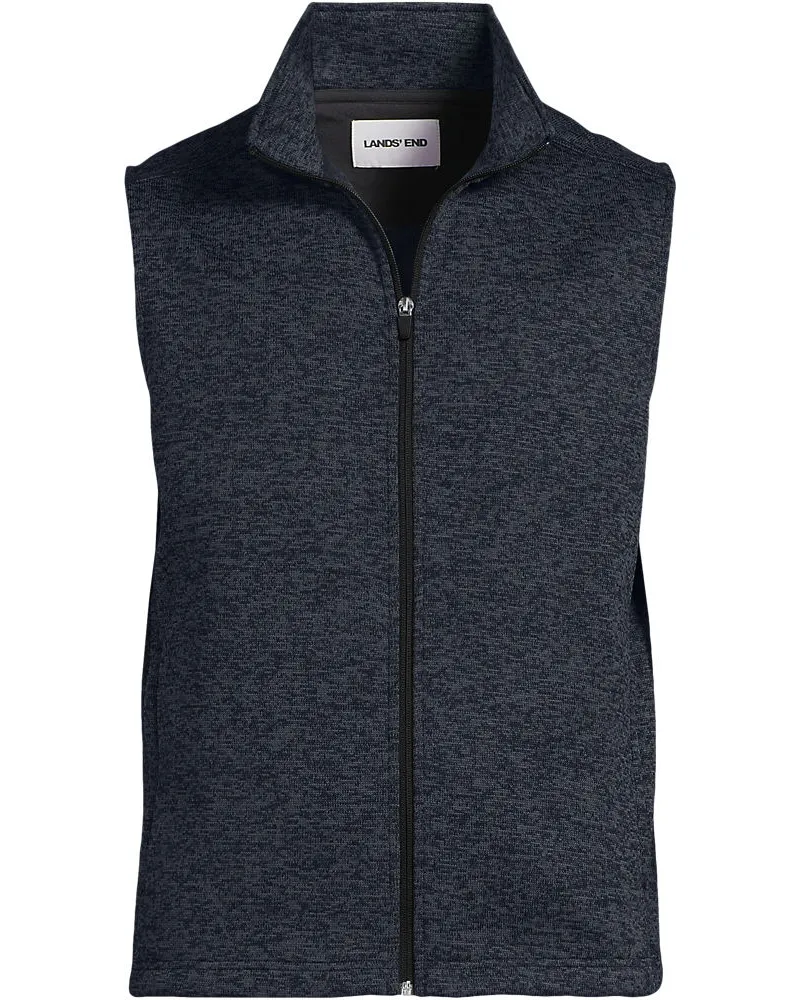 Lands' End Unisex Strickfleece-Weste mit Reißverschluss, Herren, Größe regular, Schwarz, Polyester, by Schwarz