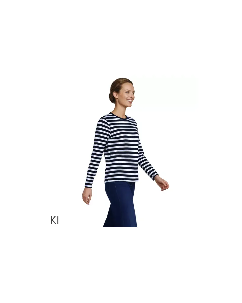Lands' End Supima-Shirt, Langarm, Damen, Größe regular, Blau, Baumwolle, by Blau
