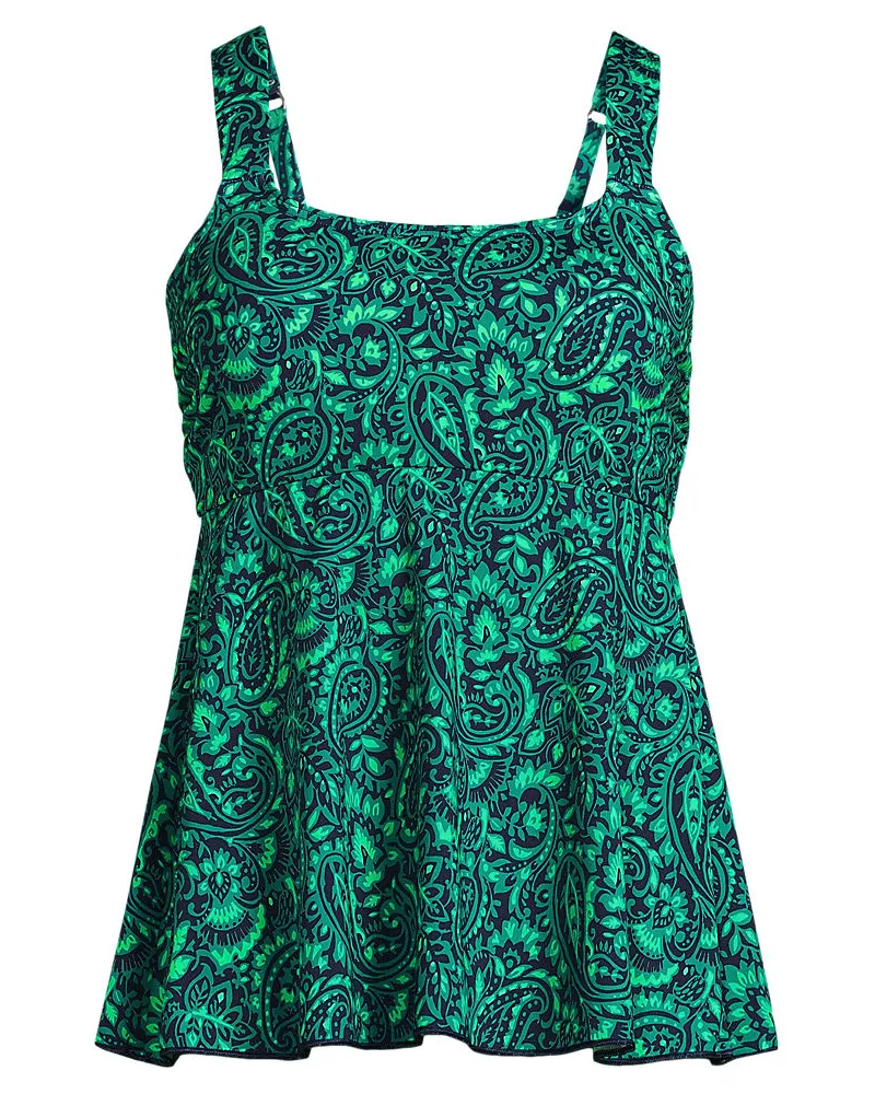 Lands' End Ausgestelltes Tankinitop mit U-Ausschnitt, Damen, Größe regular, Rot, Elasthan/Polyester-Mischung/Nylon-Mischung, by Rot