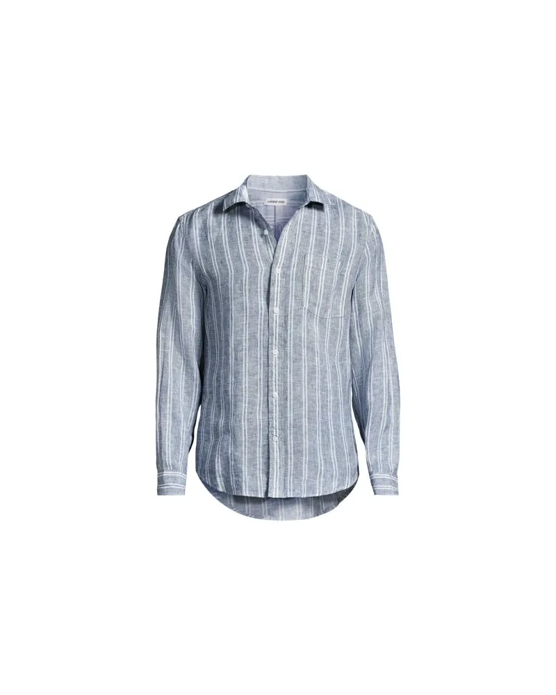 Lands' End Langarm-Hemd aus reinem Leinen, Herren, Größe:60 regular, Blau, Leinen, by Blau