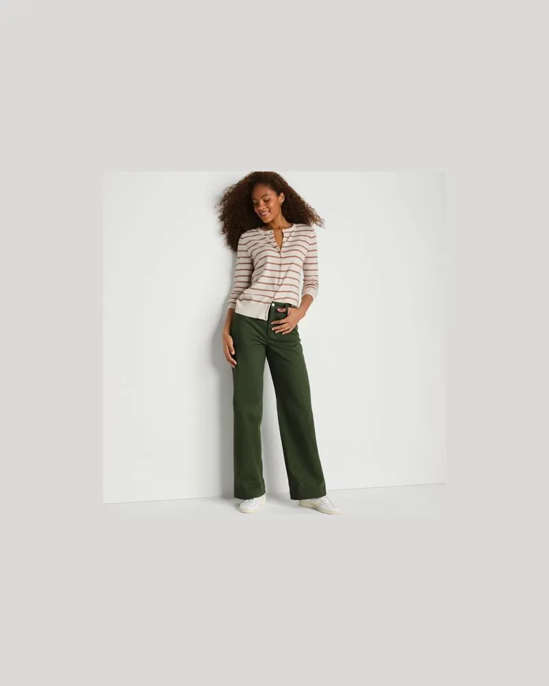 Lands' End 5-Pocket-Chinos mit weitem Bein, Damen, Größe regular, Grün, Baumwoll-Mischung, by Grün