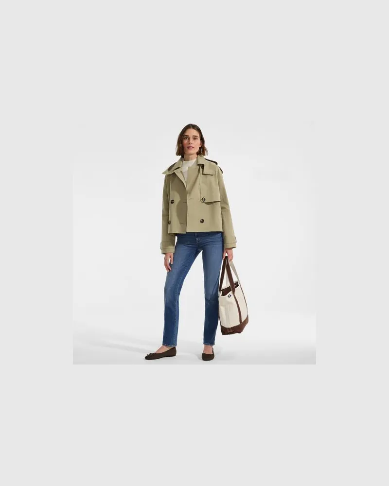 Lands' End Kurzer Trenchcoat mit Kapuze, Damen, GrÃ¶ÃŸe regular, GrÃ¼n, by Grã¼n
