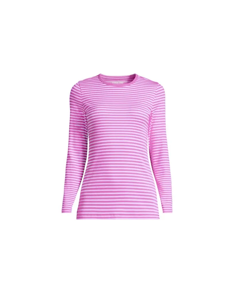 Lands' End Langarmshirt aus mikrofeinem Baumwollripp, Damen, Größe plus, Pink, Baumwolle/Elasthan, by Pink