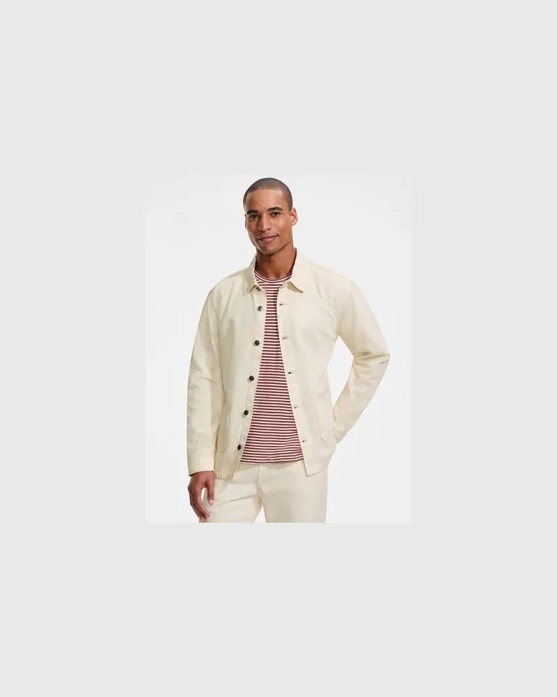 Lands' End Soft Comfort Hemdjacke im Leinenmix, Herren, Größe:60 regular, Weiß, by Weiß