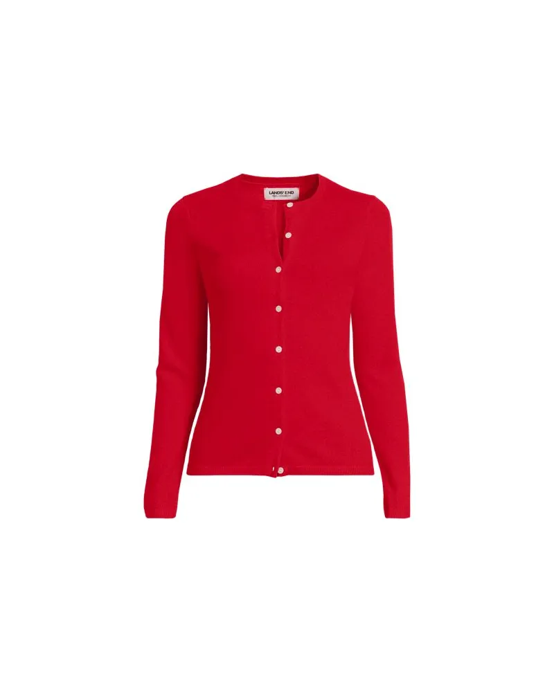 Lands' End Kaschmir-Cardigan mit rundem Ausschnitt, Damen, Größe petite, Rot, Kaschmir, by Rot