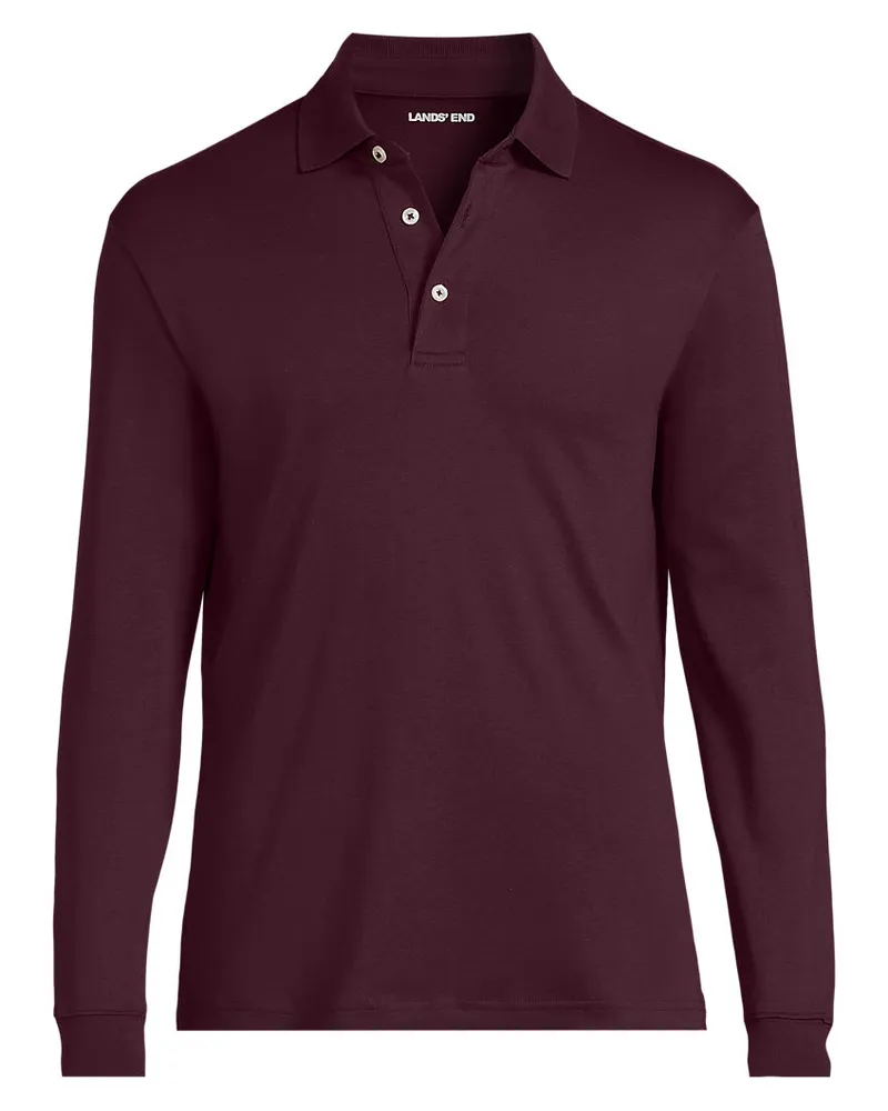 Lands' End Supima Langarm-Polo, Classic Fit, Herren, Größe regular, Rot, Baumwolle, by Rot