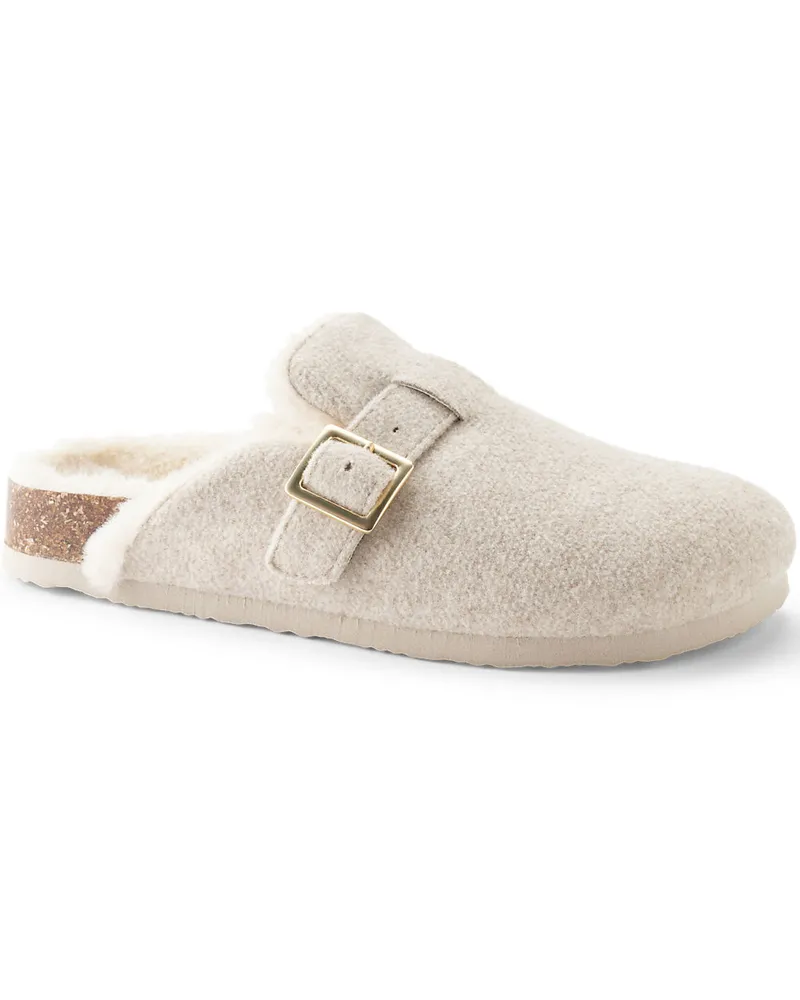 Lands' End Filzclogs mit Teddyfutter, Damen, Größe regular, Beige, by Beige