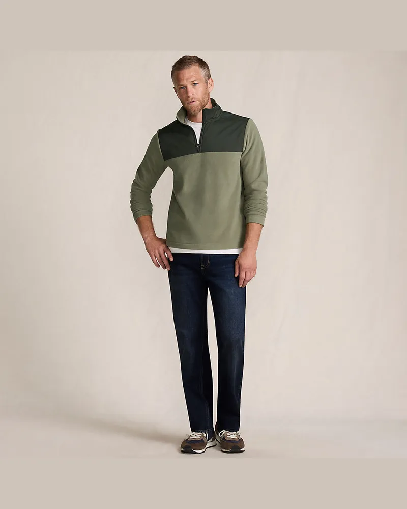 Lands' End Anyweather Colorblock Fleece-Pullover mit Reißverschluss, Herren, Größe regular, Grün, Polyester, by Grün