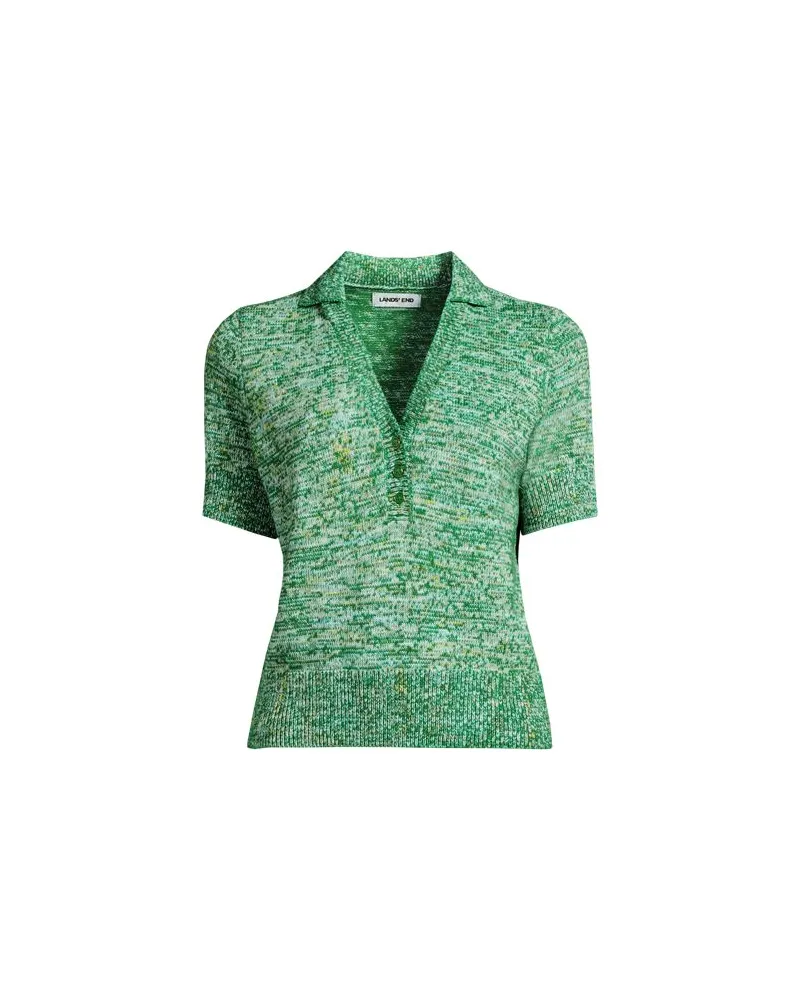 Lands' End Polopullover mit kurzen Ärmeln, Damen, Größe:32-34 regular, Grün, Polyacryl/Baumwoll-Mischung, by Grün
