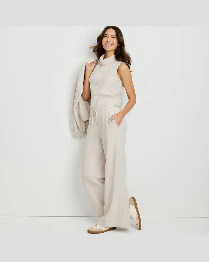 Lands' End Softe Jerseyhose mit weitem Bein, Damen, Größe regular, Beige, Baumwolle/Polyester/Baumwoll-Mischung, by Beige