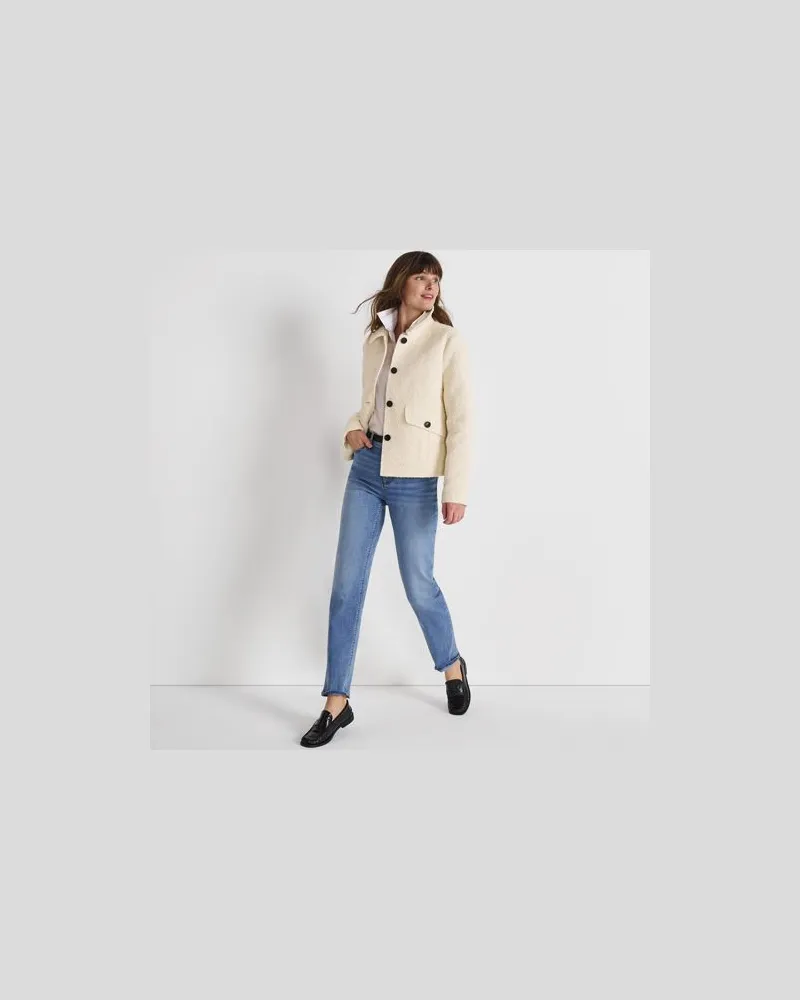 Lands' End Bouclé-Jacke, Damen, Größe regular, Weiß, Polyester, by Weiß