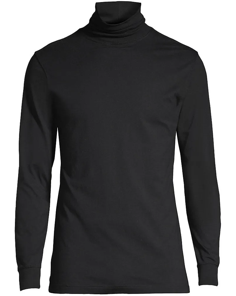 Lands' End Super-T Rollkragenshirt, Classic Fit, Herren, Größe tall, Schwarz, Baumwolle, by Schwarz