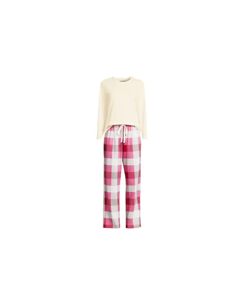 Lands' End Gemustertes Jersey Pyjama-Set, Damen, Größe plus, Rot, Elasthan/Baumwoll-Mischung, by Rot