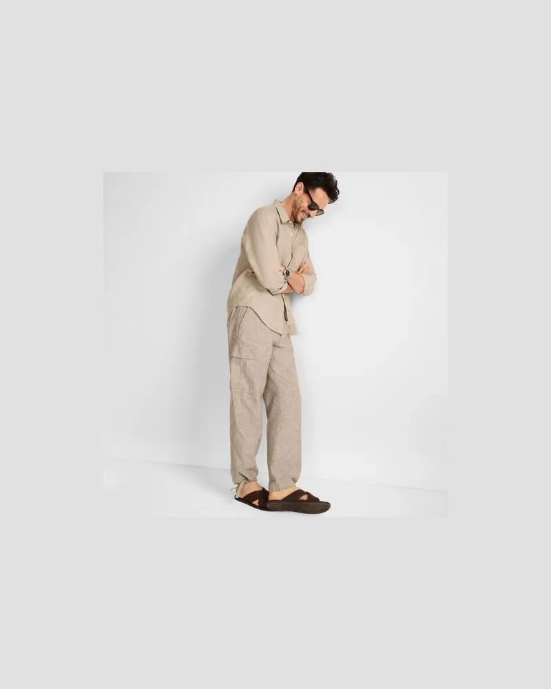 Lands' End Leinenmix-Cargohose, Herren, Größe regular, Braun, Leinen/Baumwoll-Mischung, by Braun