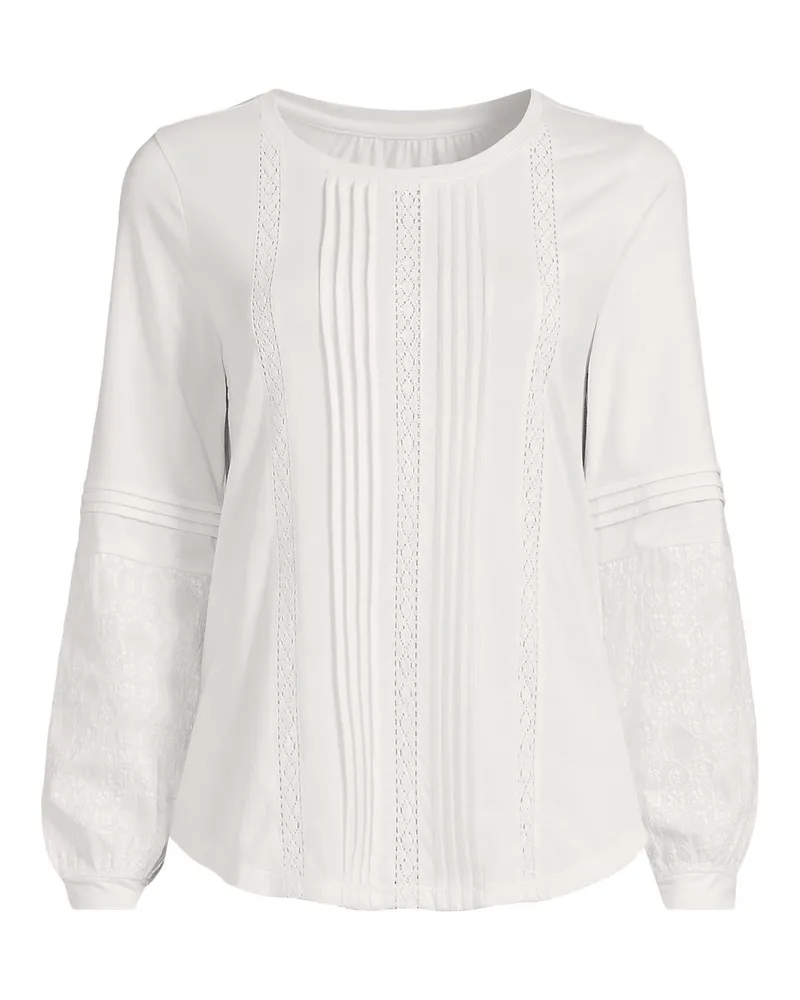 Lands' End Biesenshirt aus Baumwoll/Modalmix, Damen, Größe regular, Weiß, Baumwoll-Mischung/Viskose-Mischung, by Weiß