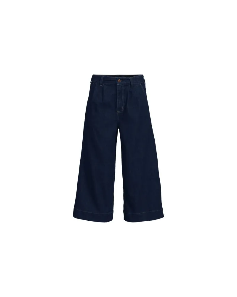 Lands' End Culotte-Jeans mit Bundfalten Mid Waist, Damen, Größe regular, Blau, Baumwolle/Polyester/Baumwoll-Mischung, by Blau