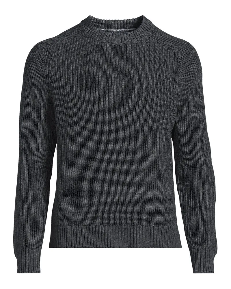 Lands' End Drifter Strukturstrick-Pullover, Herren, Größe regular, Schwarz, Baumwolle, by Schwarz