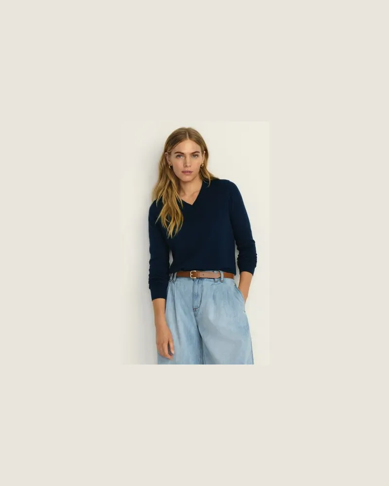 Lands' End Pullover aus Baumwolle/Seidenmix, Damen, Größe regular, Blau, Baumwolle/Seide/Nylon, by Blau