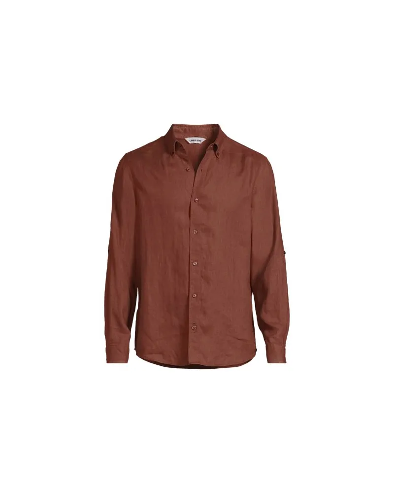 Lands' End Leinenhemd mit Rollärmeln, Herren, Größe:56-58 regular, Braun, Leinen, by Braun