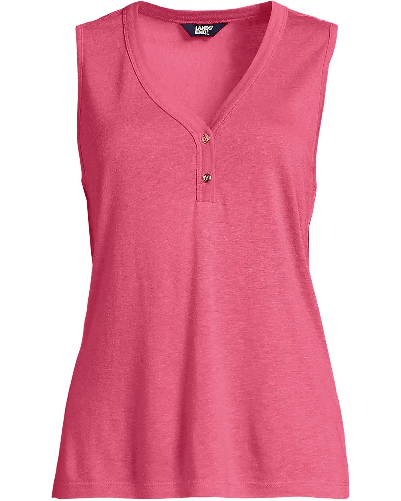 Lands' End Top aus Leinenmix, Damen, Größe petite, Pink, Baumwolle/Leinen/Baumwoll-Mischung, by Pink