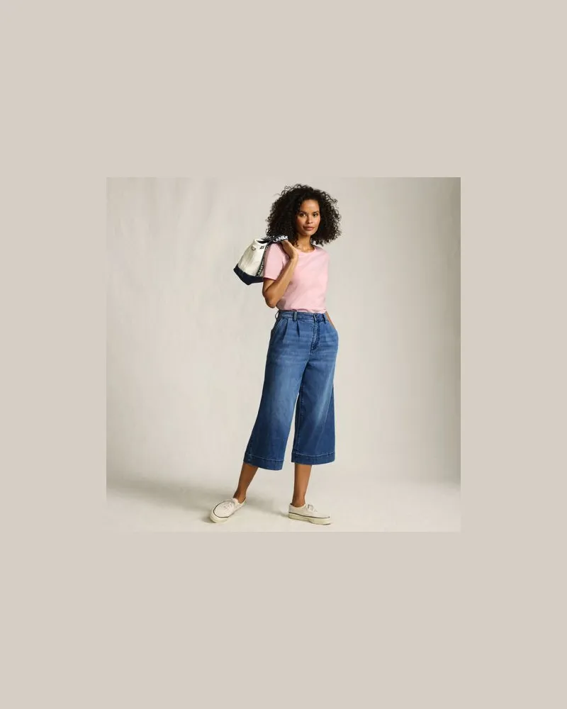 Lands' End Culotte-Jeans mit Bundfalten Mid Waist, Damen, Größe:34 regular, Blau, Baumwolle/Polyester/Baumwoll-Mischung, by Blau