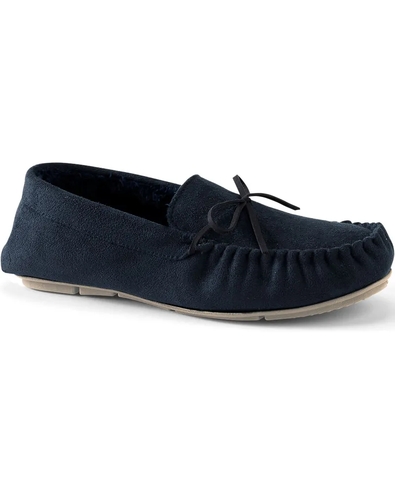Lands' End Mokassins in Veloursleder-Optik, Herren, Größe regular, Blau, Polyester, by Blau