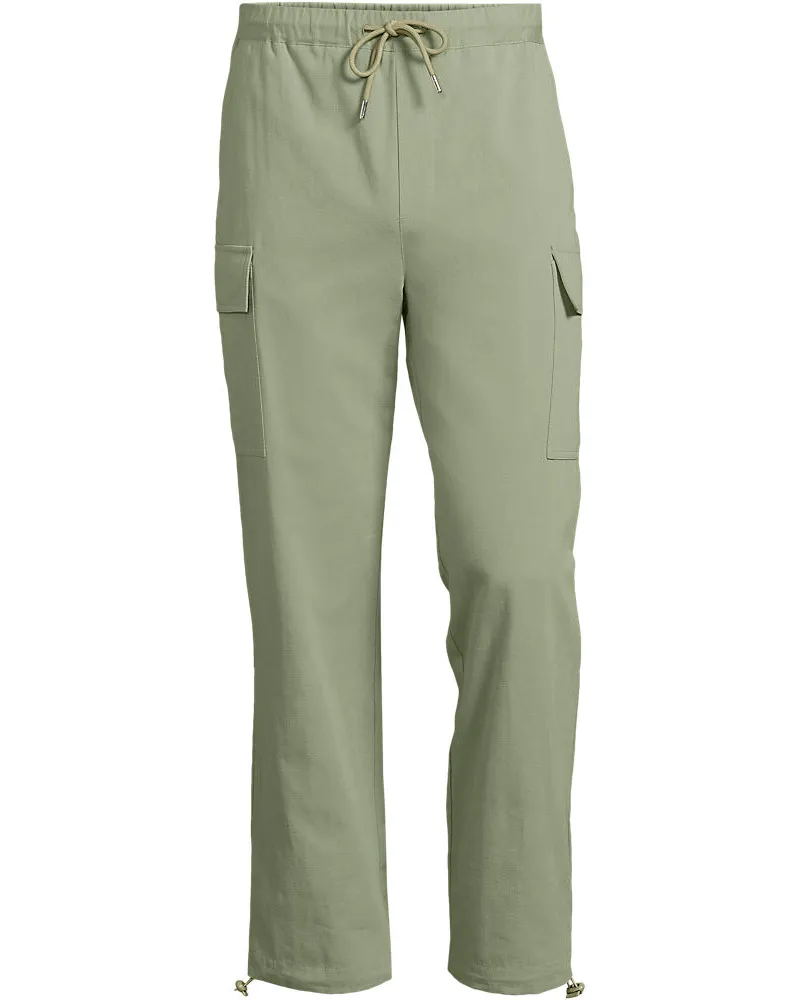 Lands' End Schlupfbund-Cargohose aus Baumwoll/Leinen-Mix, Herren, Größe regular, Grün, Baumwolle/Leinen, by Grün