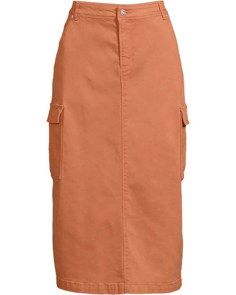 Lands' End Midi-Cargorock, Damen, Größe regular, Orange, Baumwoll-Mischung, by Orange