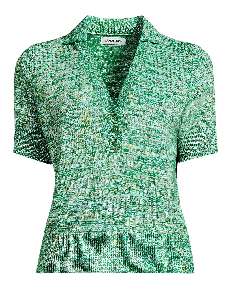 Lands' End Polopullover mit kurzen Ã„rmeln, Damen, GrÃ¶ÃŸe regular, GrÃ¼n, Polyacryl/Baumwoll-Mischung, by Grã¼n