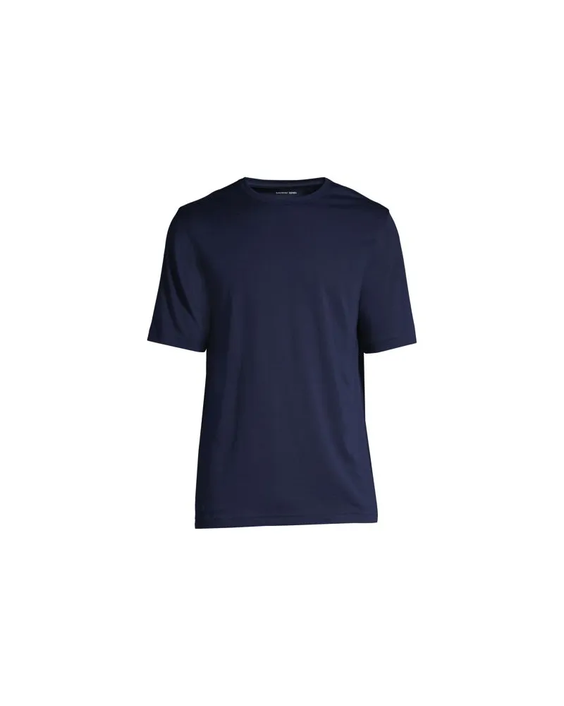 Lands' End Supima Kurzarm-Shirt mit Rundhalsausschnitt, Herren, Größe:48-50 regular, Blau, Baumwolle, by Blau