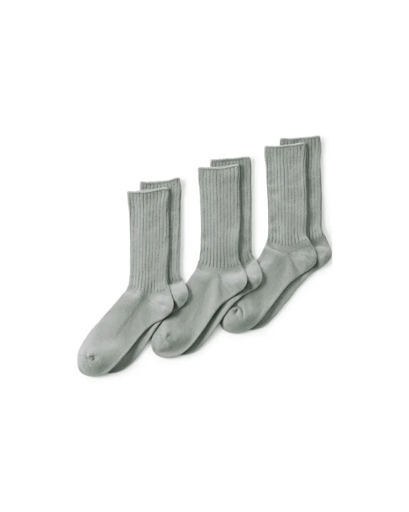 Lands' End Crew-Socken im 3er-Pack, Herren, Größe regular, Grau, Elasthan/Baumwoll-Mischung/Polyester-Mischung, by Grau