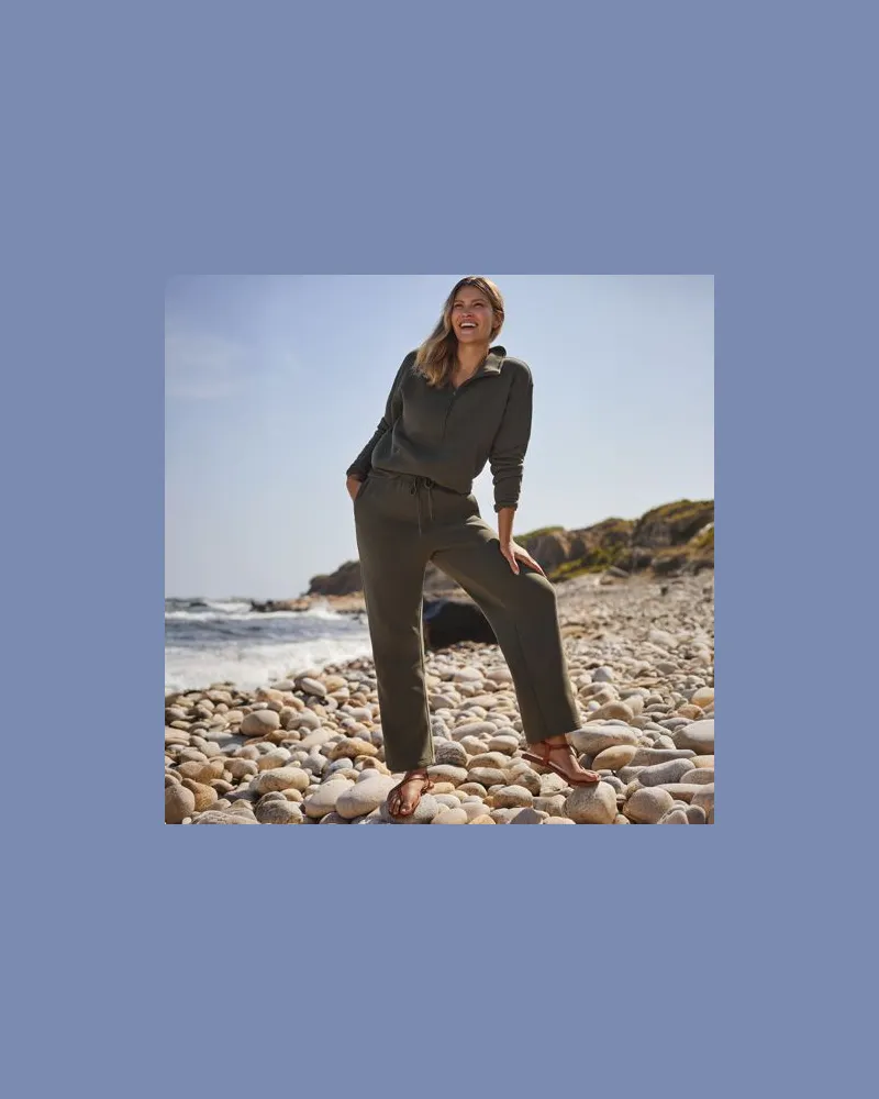 Lands' End Jogginghose mit weitem Bein SERIOUS SWEATS, Damen, Größe regular, Grün, Baumwoll-Mischung/Polyester-Mischung, by Grün