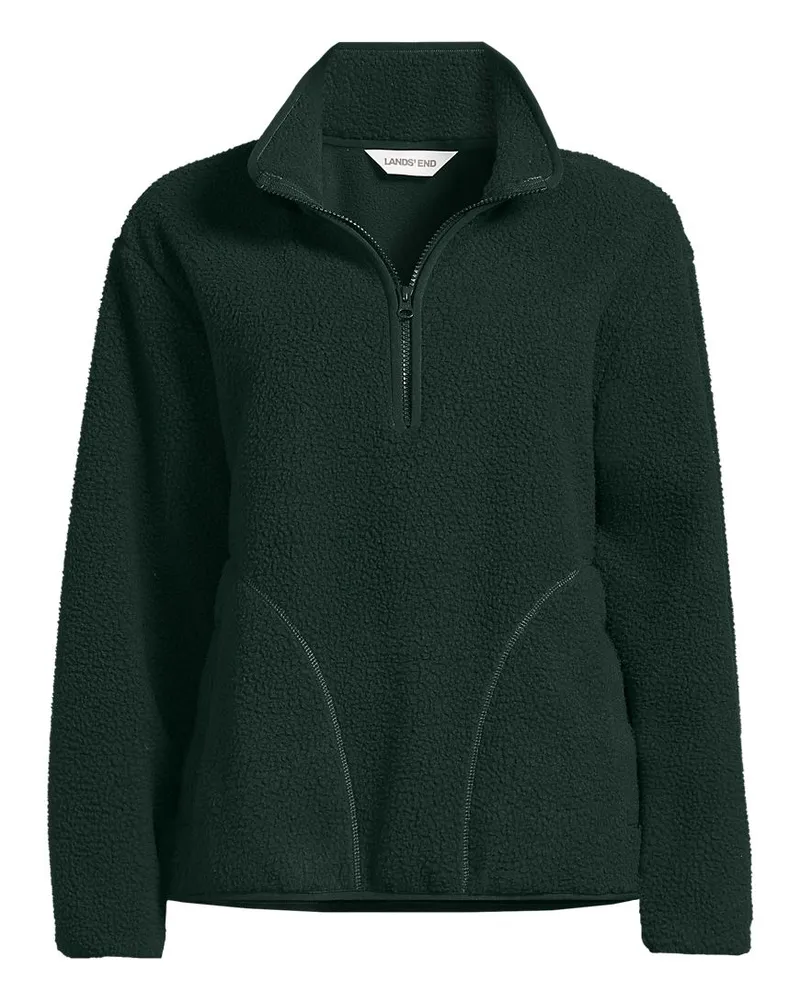 Lands' End Teddy-Pullover mit Reißverschluss, Damen, Größe regular, Grün, Polyester, by Grün