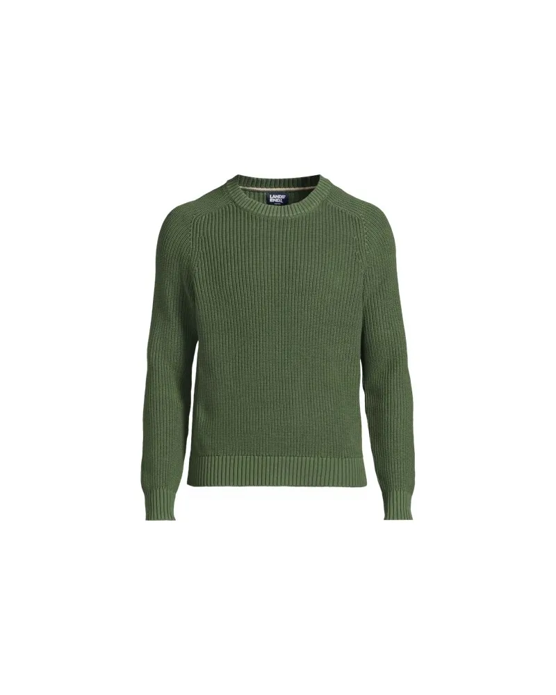 Lands' End Drifter Strukturstrick-Pullover, Herren, Größe:48-50 regular, Grün, Baumwolle, by Grün