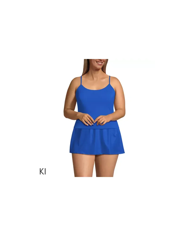 Lands' End Komfort-Tankinitop mit gekreuzten Trägern, Damen, Größe plus, Blau, by Blau