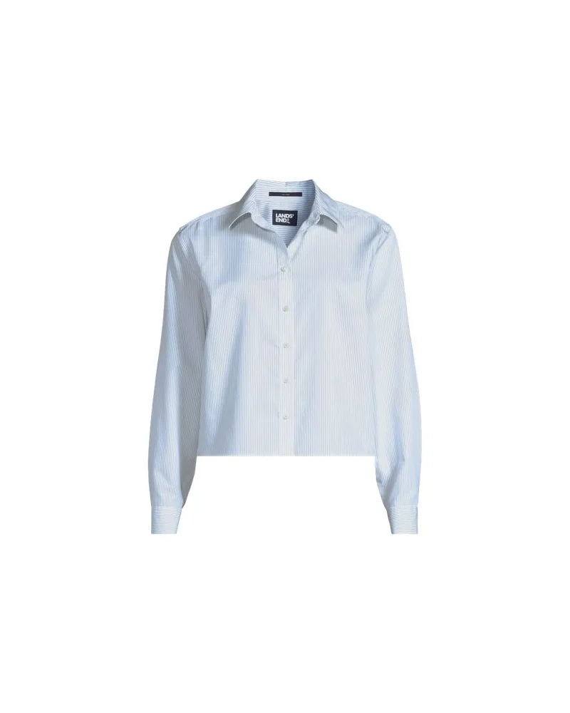Lands' End Bügelfreies Hemd in Kastenform, Damen, Größe regular, Blau, Baumwolle, by Blau