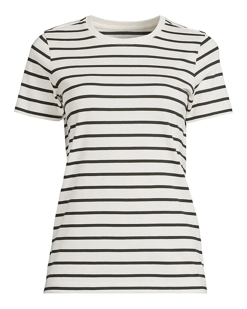 Lands' End Supima Kurzarm-Shirt mit rundem Ausschnitt, Damen, Größe regular, Weiß, Baumwolle, by Weiß